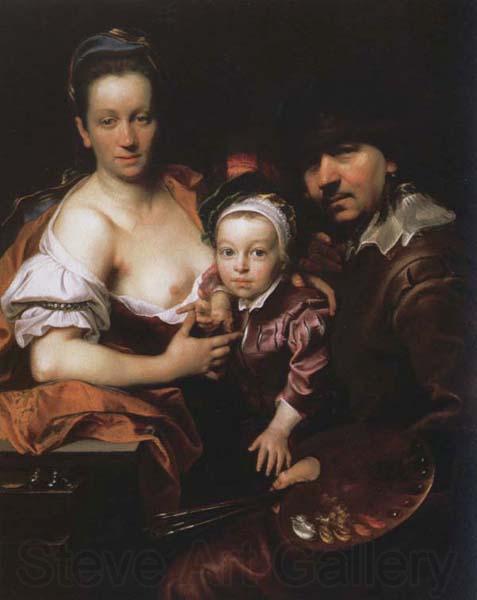 Johann kupetzky Portrait of the Artist with his Wife and Son